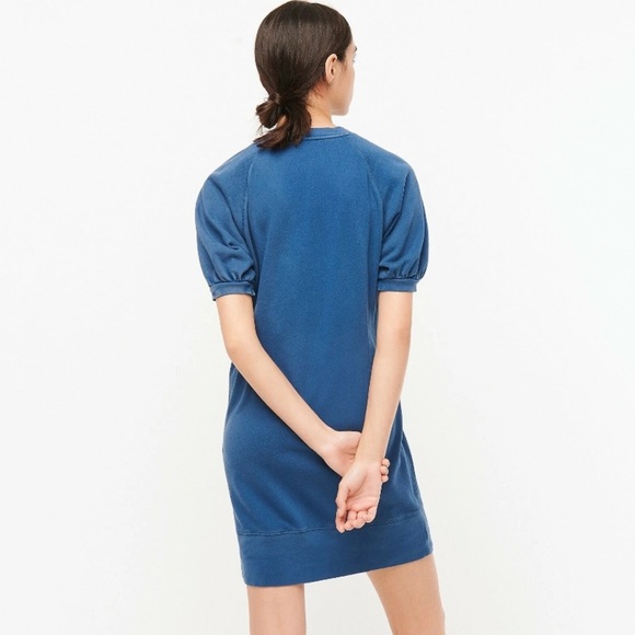 J Crew Puff Sleeve Sweatshirt Dress Blue Size Medium - Picture 5 of 13
